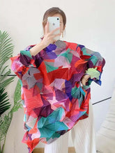 Women's Flowy Pleated Japanese Geometric Luxury Top HEYFANCYSTYLE